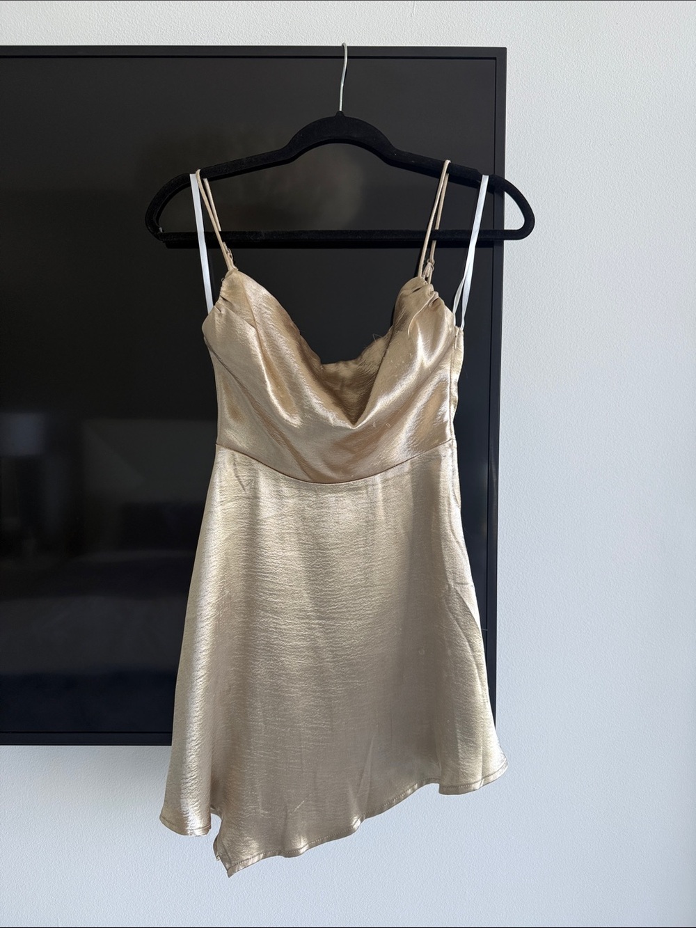 Superdown Metallic Gold Satin Slip Dress